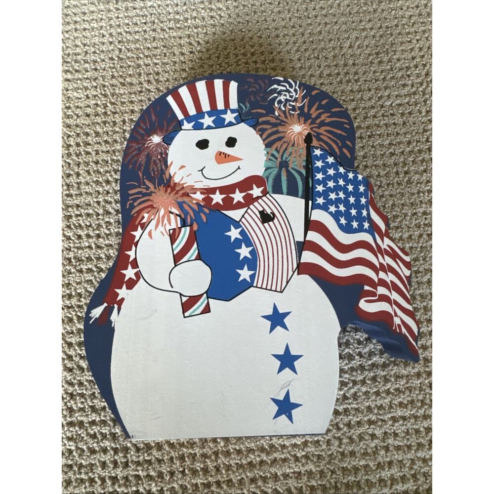 Cat’s Meow Stars and Stripes Fourth of July Snowman Shelf Sitter